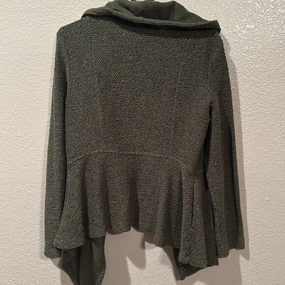 BNCI Green textured draped fitted Cardigan Sz L - Picture 3 of 5